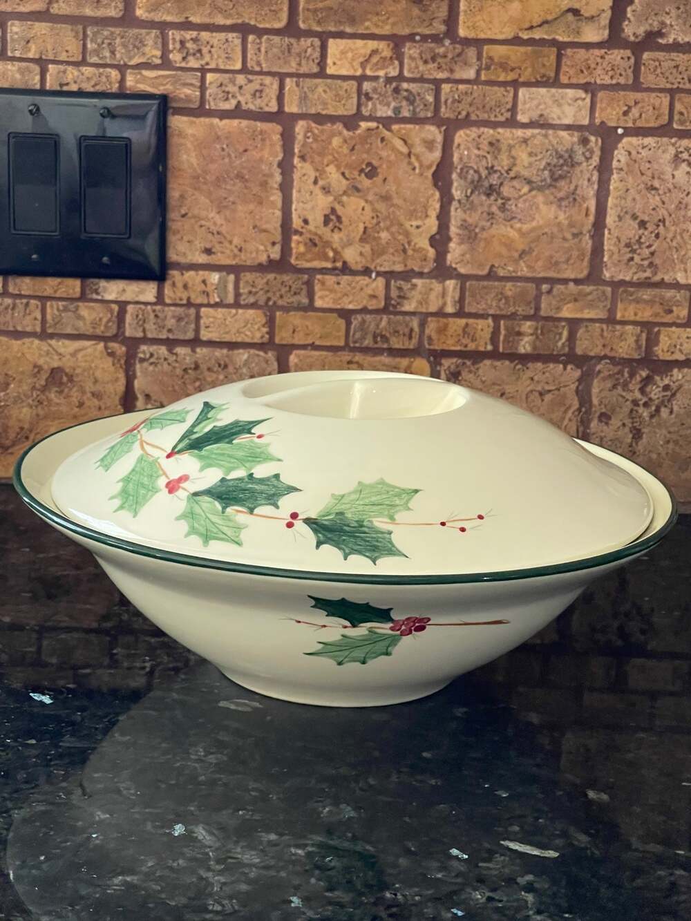 Huge Holiday Serving Bowl With Lid